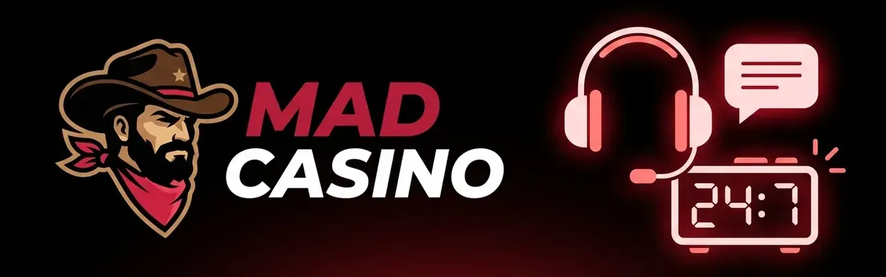 Bannière Mad Casino : assistance client et service joueurs